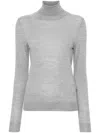 Saint Laurent Embroidered Wool Turtleneck Sweater In Grey