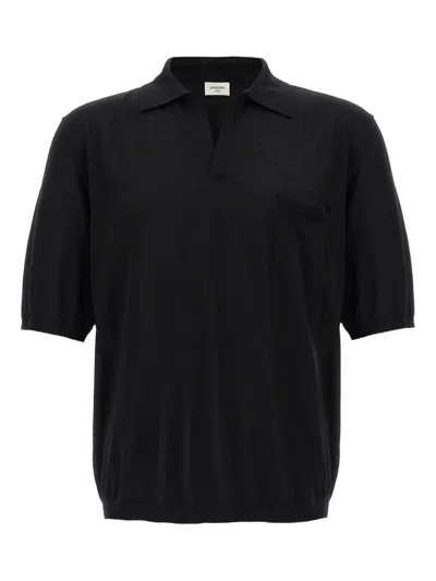 Saint Laurent Black Short Sleeved Wool Polo
