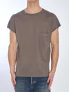Saint Laurent Logo Embroidered Wool T-shirt In Grey