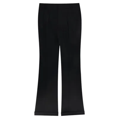Pre-owned Saint Laurent Wool Tailored Flared Trousers In Black