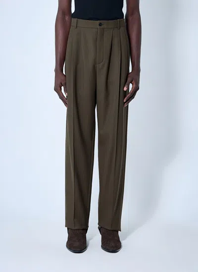 Saint Laurent Wool Tailored Pants In Beige