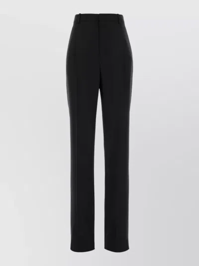 Saint Laurent Wool Tailored Pants Front Pleats Belt Loops In Black