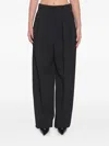 Saint Laurent Wide Leg Trousers In Grain De Poudre In Black