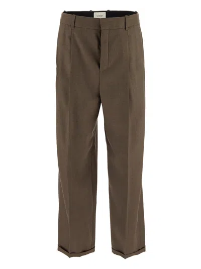 Saint Laurent Wool Tailored Trousers In Brown