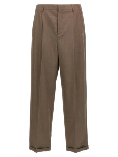 Saint Laurent Wool Tailored Trousers In Brown