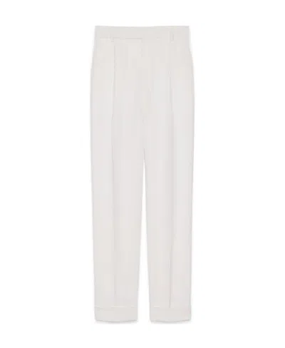 Saint Laurent Wool Tailored Trousers In White