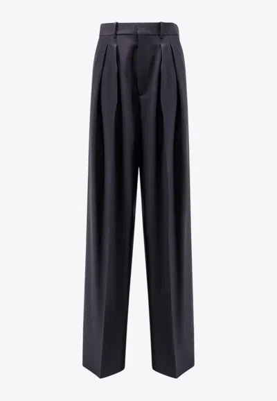 Saint Laurent Certified Wool Trousers With Wide Leg