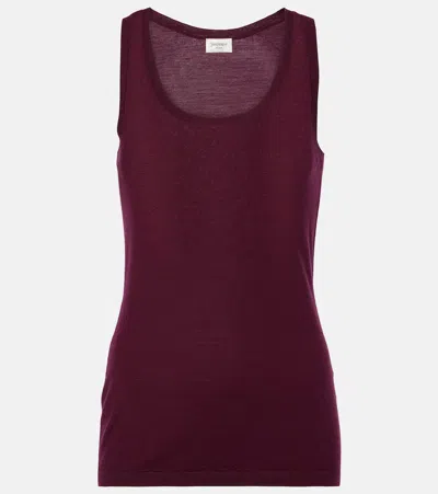 Saint Laurent Wool Sweater Vest In Burgundy
