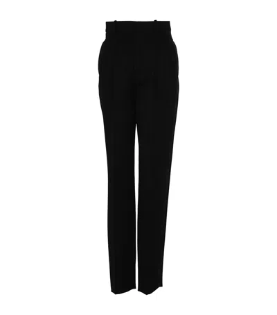 Saint Laurent Wool Tapered Trousers In Black