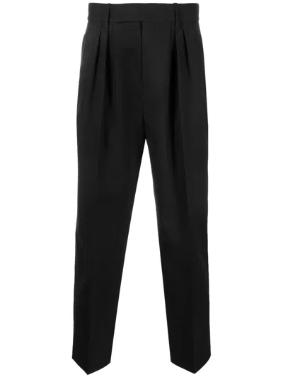 Saint Laurent Wool Tapered Trousers In Black