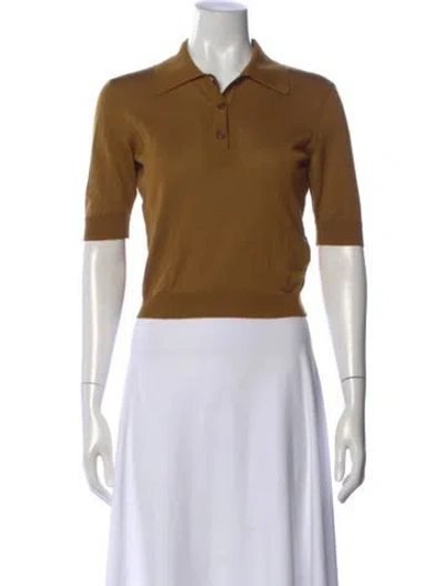 Pre-owned Saint Laurent Wool Three-quarter Sleeve Polo W/ Tags In Brown