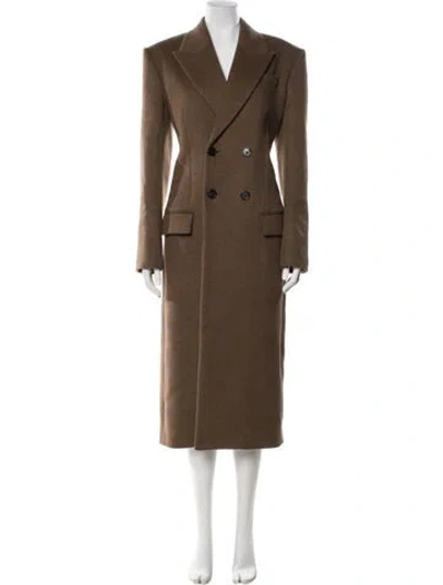 Pre-owned Saint Laurent Wool Trench Coat In Brown