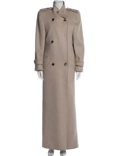 Pre-owned Saint Laurent Wool Trench Coat In Neutral
