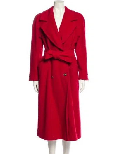 Pre-owned Saint Laurent Wool Trench Coat In Red
