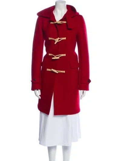 Pre-owned Saint Laurent Wool Trench Coat In Red