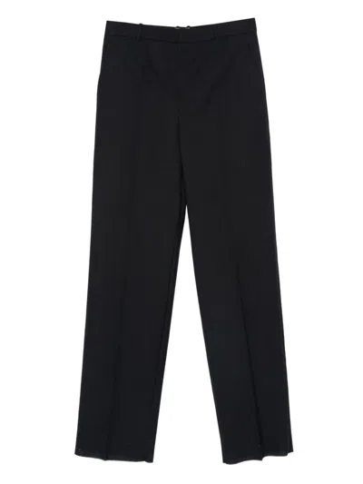 Saint Laurent High-waisted Wool Trousers In Blue
