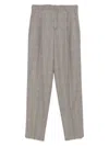 Saint Laurent Grey High Waisted Pants With All-over Prince Of Wales Motif In Wool Man In Gray