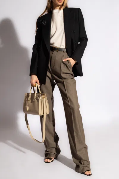 Saint Laurent Wool Trousers In Brown