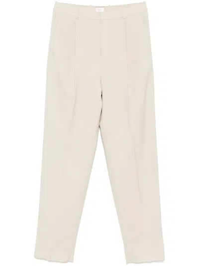 Saint Laurent Wool Trousers In Neutrals