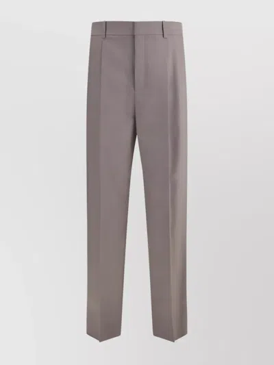 Saint Laurent Wool Trousers Wide-leg Belt Loops In Grey