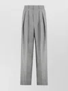 Saint Laurent Pinced Pant With Pleated Wide Leg In Gray