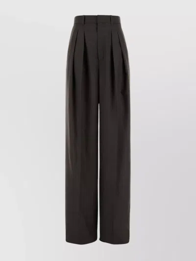 Saint Laurent Wool Trousers With High Waist And Wide Leg