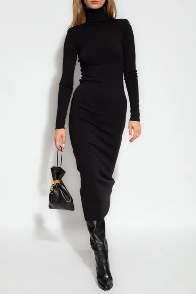 Saint Laurent Wool Turtleneck Dress In Black