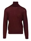 Saint Laurent Wool Turtleneck Knitwear Bordeaux In Black