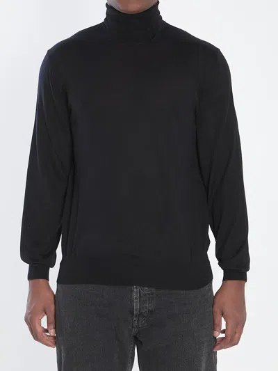 Saint Laurent Wool Turtleneck Sweater In Black