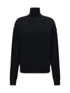 Saint Laurent Sustainable Wool Sweater With Embroidered Monogram In Black