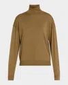 Saint Laurent Wool Turtleneck Sweater In Brown