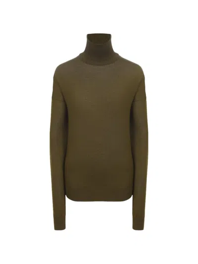 Saint Laurent Wool Turtleneck Sweater In Brown