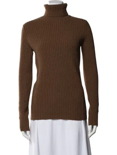 Pre-owned Saint Laurent Wool Turtleneck Sweater In Brown