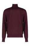 Saint Laurent Wool Sweater With Turtleneck In Burgundy
