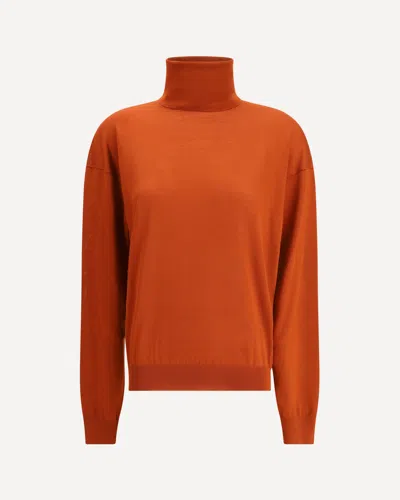 Saint Laurent Bordeaux Wool Turtleneck In Orange