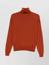 Saint Laurent Wool Turtleneck Sweater Long Sleeves In Brown