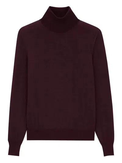 Saint Laurent Wool Turtleneck Sweater Long Sleeves In Red
