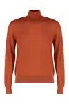 Saint Laurent Wool Turtleneck Sweater In Brown
