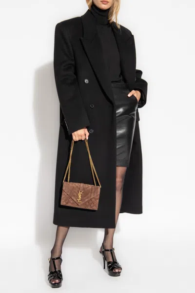 Saint Laurent Wool Turtleneck Top In Black