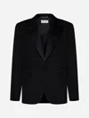 Saint Laurent Black Grain De Poudre Tuxedo Jacket Men In Black