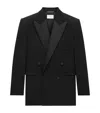 Saint Laurent Tuxedo Jacket In Grain De Poudre In Black
