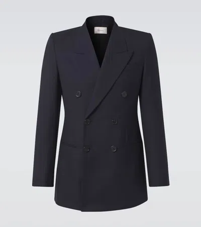 Saint Laurent Wool Tuxedo Jacket In Marine Fonce
