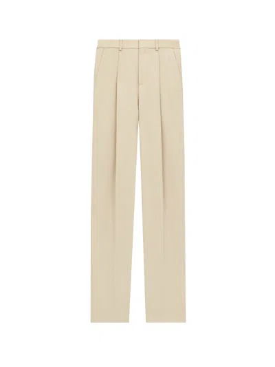 Saint Laurent Wool Tuxedo Trouser With Silk Lining In Cream