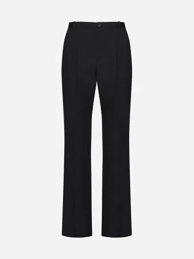 Saint Laurent Grain Straight Trousers In Black