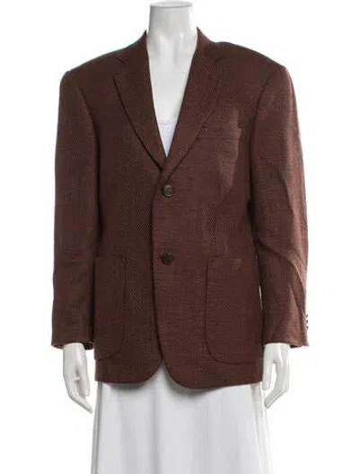 Pre-owned Saint Laurent Wool Tweed Pattern Blazer In Brown