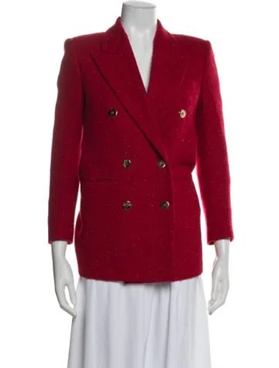 Pre-owned Saint Laurent Wool Tweed Pattern Blazer In Red