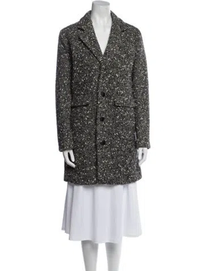 Pre-owned Saint Laurent Wool Tweed Pattern Coat In Black