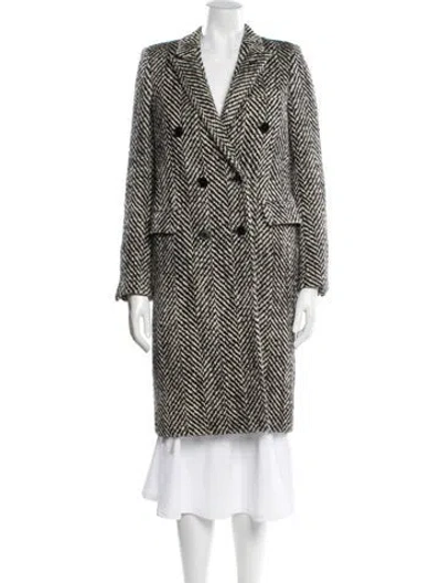 Pre-owned Saint Laurent Wool Tweed Pattern Coat In Black