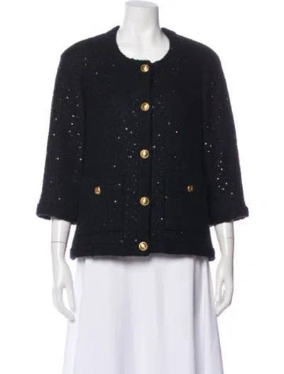Pre-owned Saint Laurent Wool Tweed Pattern Evening Jacket In Gray