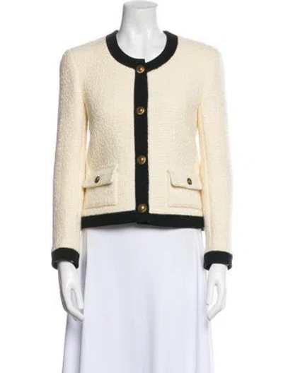 Pre-owned Saint Laurent Wool Tweed Pattern Jacket In Neutral